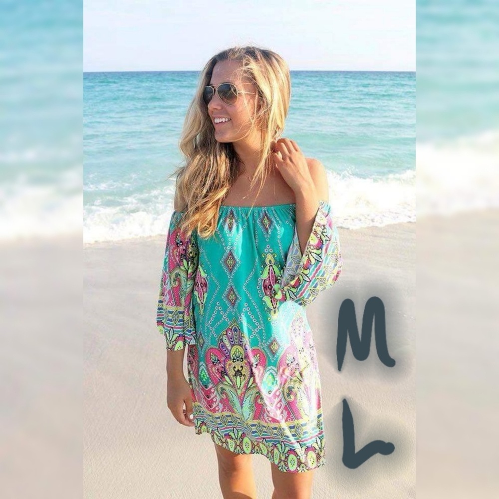 Teal & Pink Cover up Dress Sizes Medium & Large